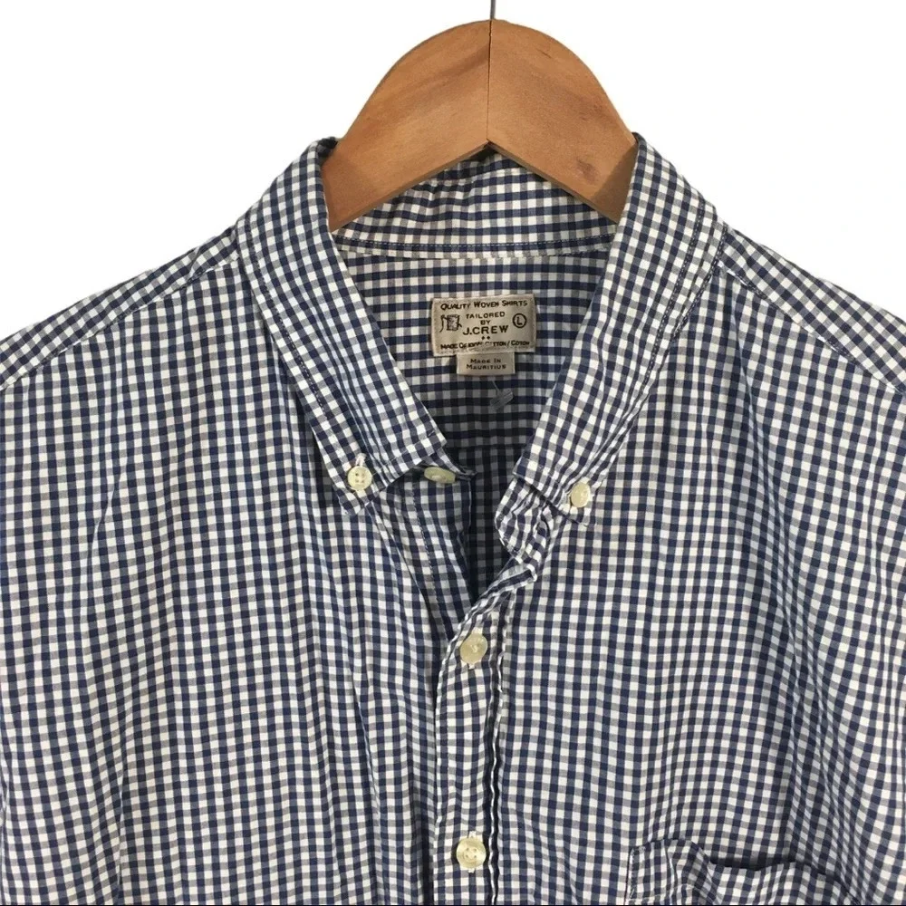 BF172 Men’s J. Crew Preppy Gingham Print Beach Button Down Shirt L